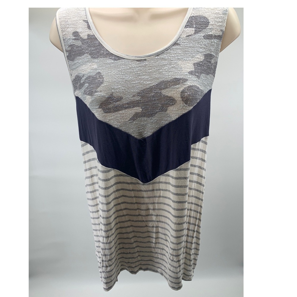 Haptics Holly Harper Mixed Print‎ Camo Stripe Twist Back Tank Top 3X XHT1160